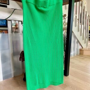 Vibrant Green Ribbed Knit Skirt